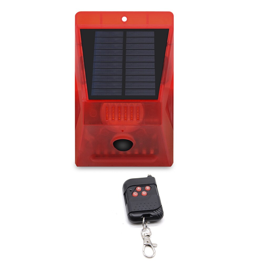 Alarma de movimiento PIR con energía Solar, Sensor de movimiento con Control remoto, 129dB, sirena estroboscópica para casa, jardín, cobertizo, caravana, sistema de alarma de seguridad: Alarm With Remote