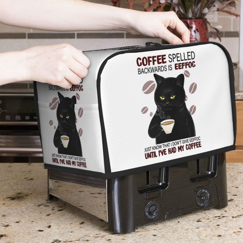 Coffee Spelled Backwards Cat Toaster Cover Bread Toaster Protector Machine Funny Cute Graphic Toasters Dust Proof Cover