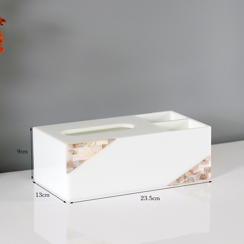 Coquille Résine Salle De Bains Ensemble Rince-bouche Tasse Lotion Bouteille Brosse À Dents Porte-Savon Porte-Boîte à Mouchoirs Aromathérapie Bouteille Boîte De Coton-Tige: Storage Box