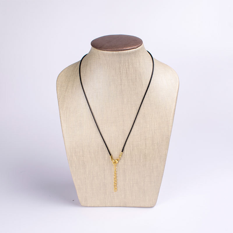 10pcs/lot Antique Bronze/Rhodium/Gold Lobster Clasp Necklace Cords Dia 1.5mm Black Wax Leather Chains With Extension DIY Jewelry