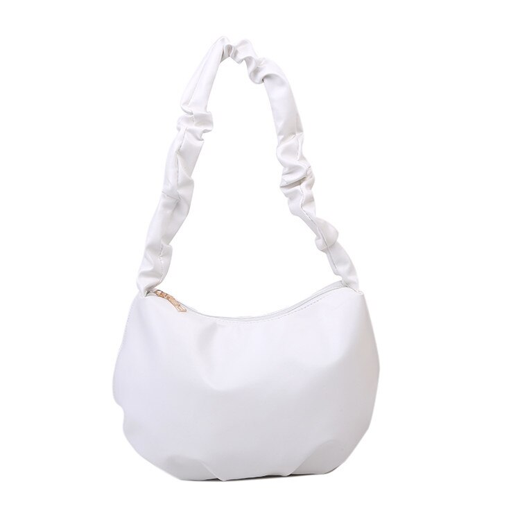 Brand PU Leather Shoulder Tote Bag Dumplings Cloud Small Crossbody Bag for Women Female Handbags Purses Sac A Main: White