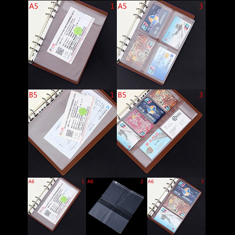 1PC A5/A6 Loose-leaf PVC Matte Organizer Clear Plastic Storage Pouch Bag Collection Folder Card Zipper Bag Portable Stationery