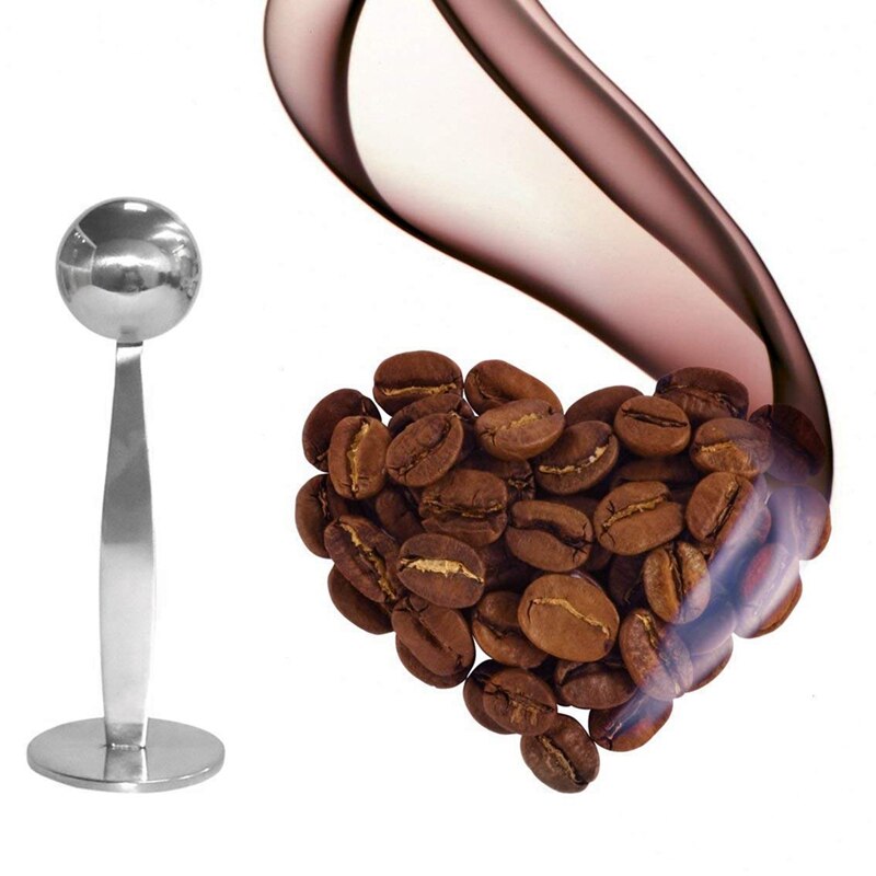 Cuchara Tamper de medida de café Espresso, utensilios para café y té de acero inoxidable, cuchara medidora de Tamping, 1 unidad de plata