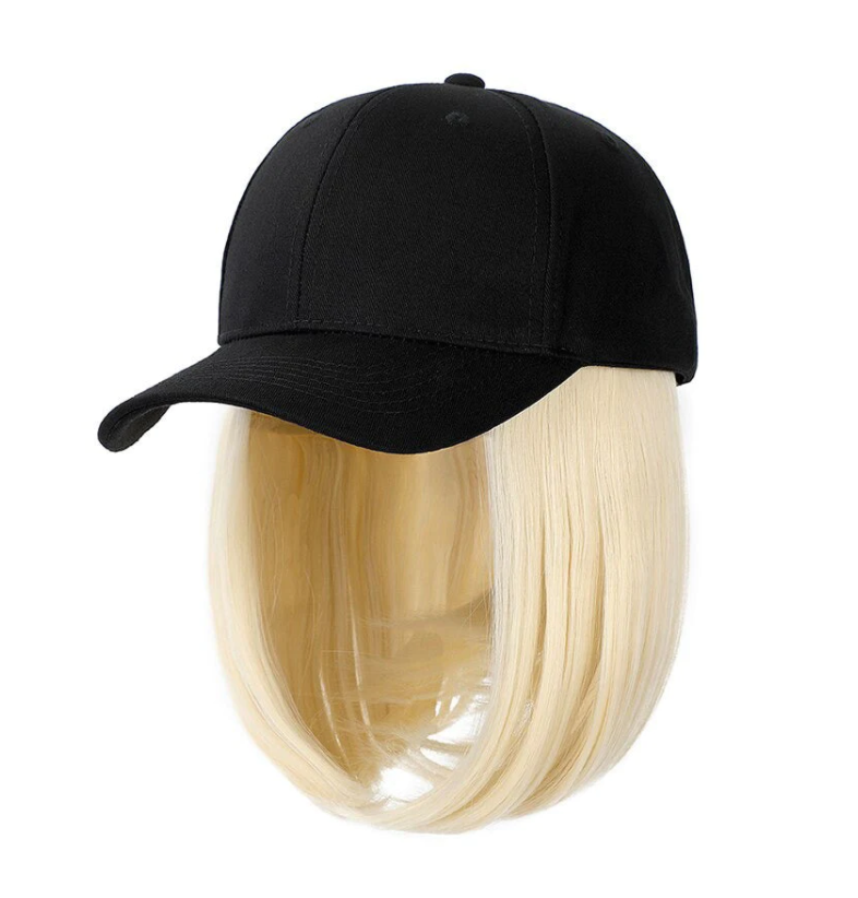 YLWHJJ Wig hat all-in-one female peaked cap short hair bob head trendy shade wig warm cap women: Pink