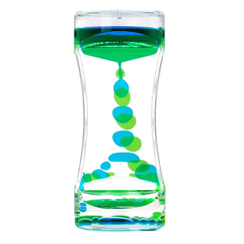 2Pcs Kleurrijke Liquid Timer Zandloper Taille Vorm Olie Zandloper Vloeibare Motion Bubble Bureau Kinderen Speelgoed Volwassenen Woondecoratie: Blue-green