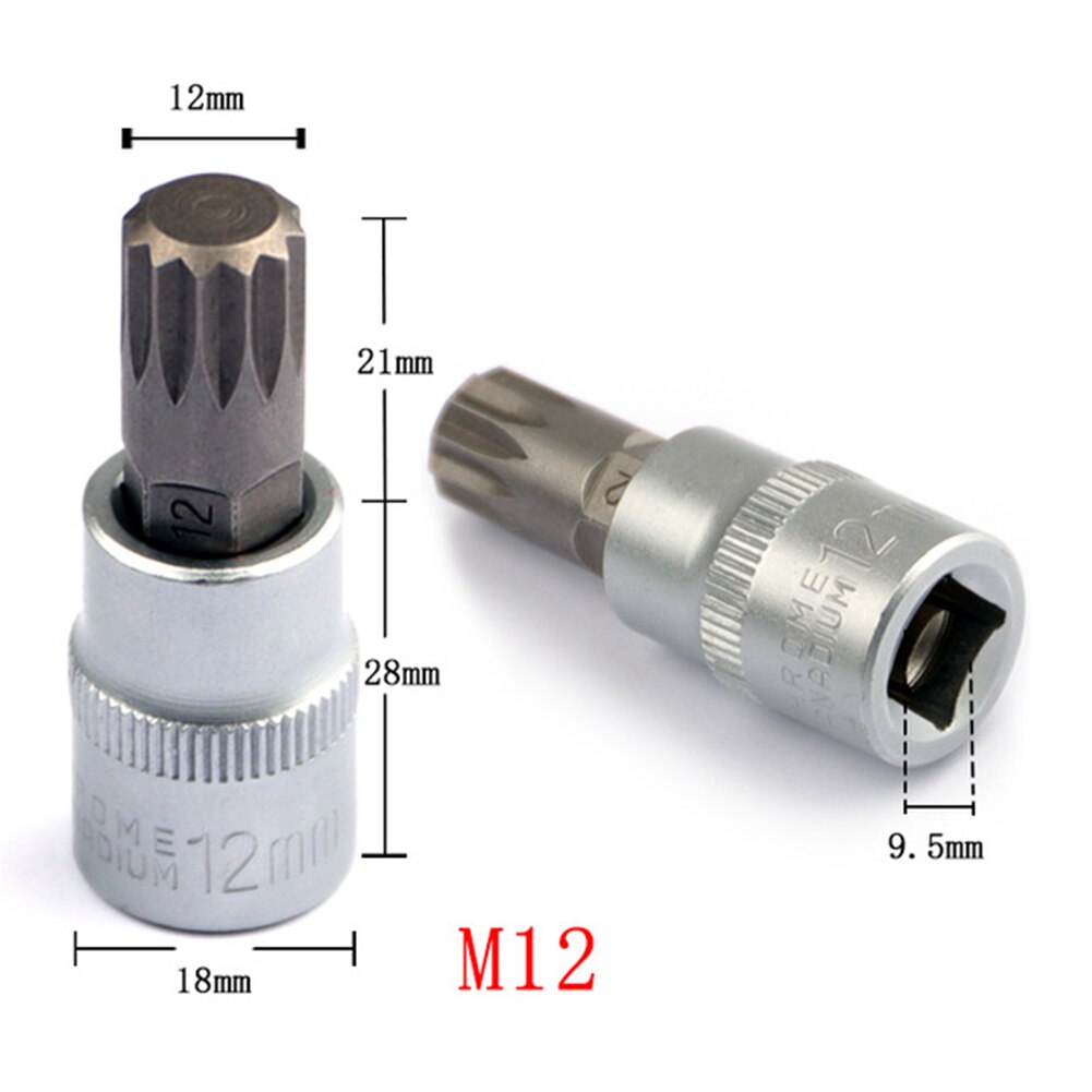 Rustfritt stål 8pc/ sett torx bit socekt  m4/m5/m6 /m8/m10/m12/m14/m16 med jernkortspor til skrallenøkkel