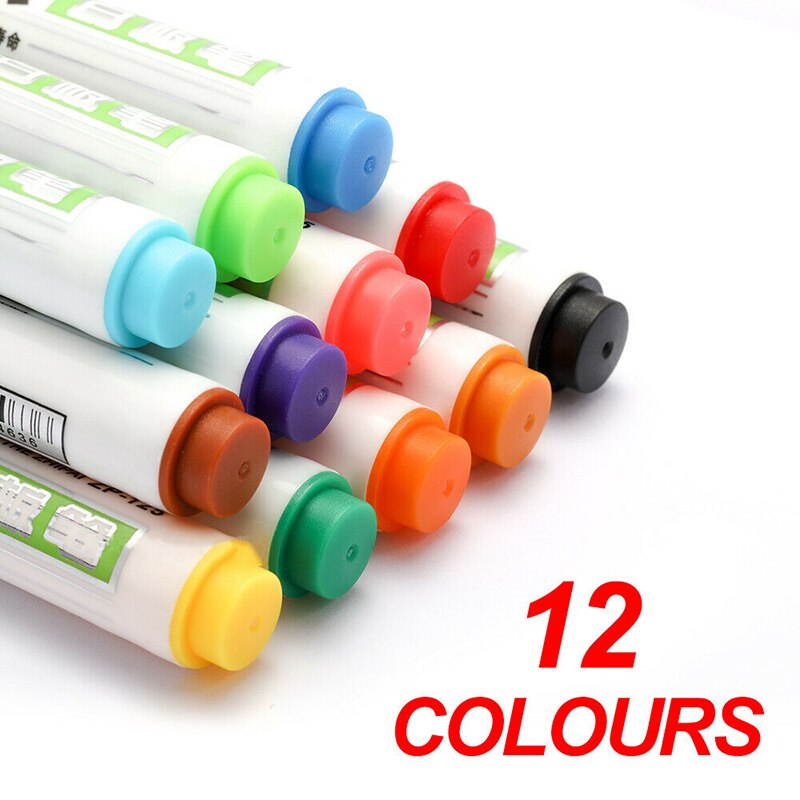 12 Kleuren Whiteboard Markers Droge Wissen Marker Pennen Vloeibare Krijt Marker Tekening Pennen School Schilderen Sationery Benodigdheden
