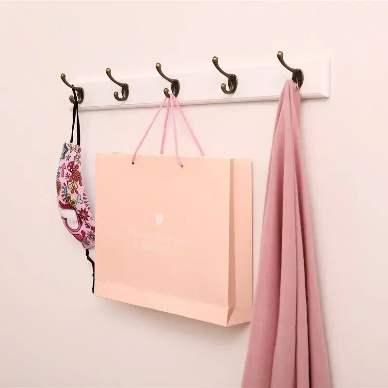 Perchero de pared de madera maciza con ganchos, colgador de ropa para sombreros, organizador de armario, muebles Perchero para pasillo, decoración de entrada montada