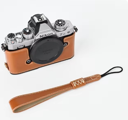PU Leather Camera Case Half Bag Body With Wrist Strap For Nikon ZFC Z30 Z50: plum