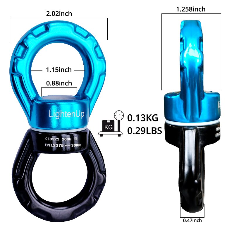 Climbing Swivel Aluminum Alloy Triangular Rotational Device Spinner 30KN 360 Degree Rope Swivel Connector for Hammock