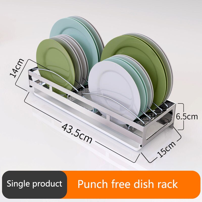 304 stainless steel kitchen rack, pot rack, wall-mounted punch-free cutting board, tool rack kitchen appliances: Dish basket