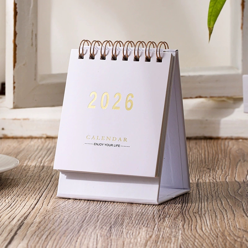 Mini-bureaukalender 2026, kalender voor thuisschool of kantoor - dagelijkse planners ongedateerd eeuwigdurend - staande flip-kalender: YELLOW
