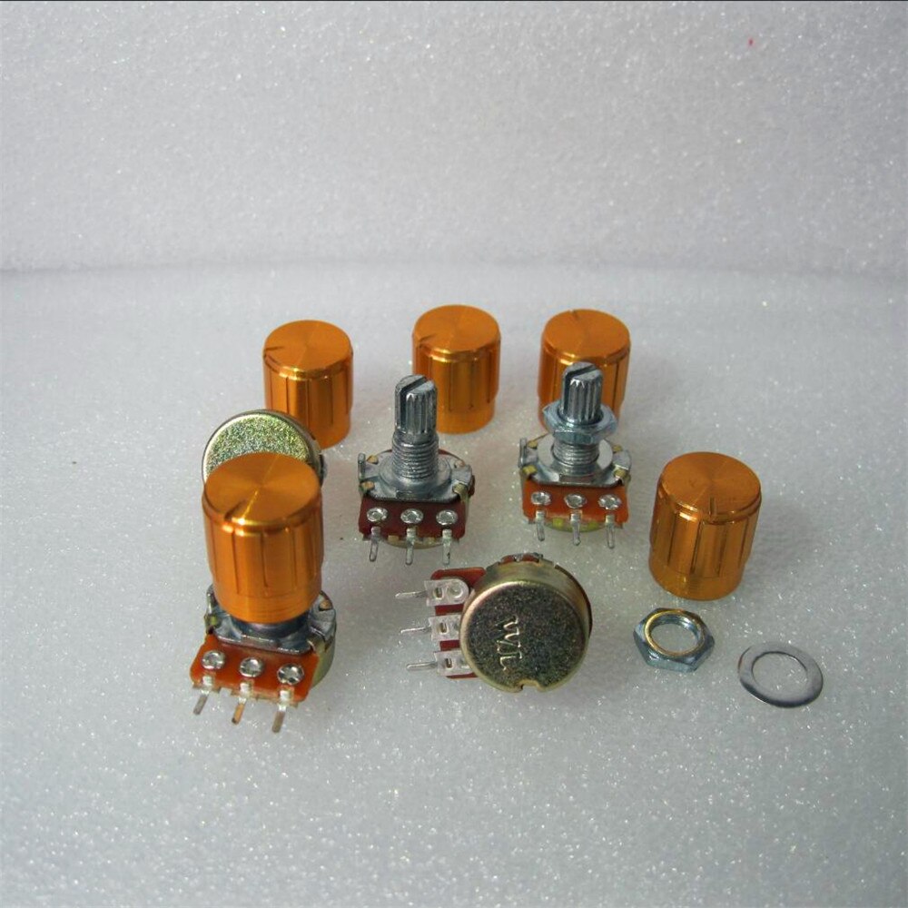 50pc WH148 B50K Linear Volume size switch Potentiometer 15mm Shaft With Nuts And Washers And 50pc aluminum knob