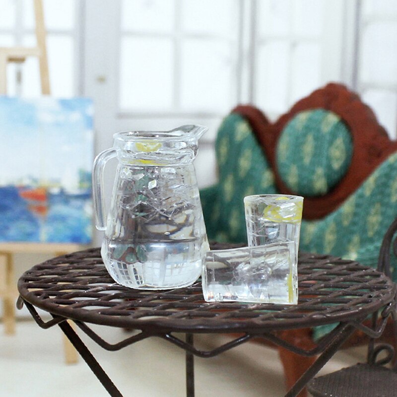 1/12 Mini Juice Jug Cup Set Simulation Drink Model Toys for Doll House Decoration Dollhouse Furniture Accessories