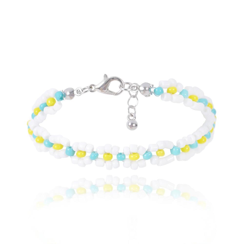 HangZhi Daisy Beaded Choker Necklace - Handmade Acrylic Flower Boho Jewelry for Women: B bracelet