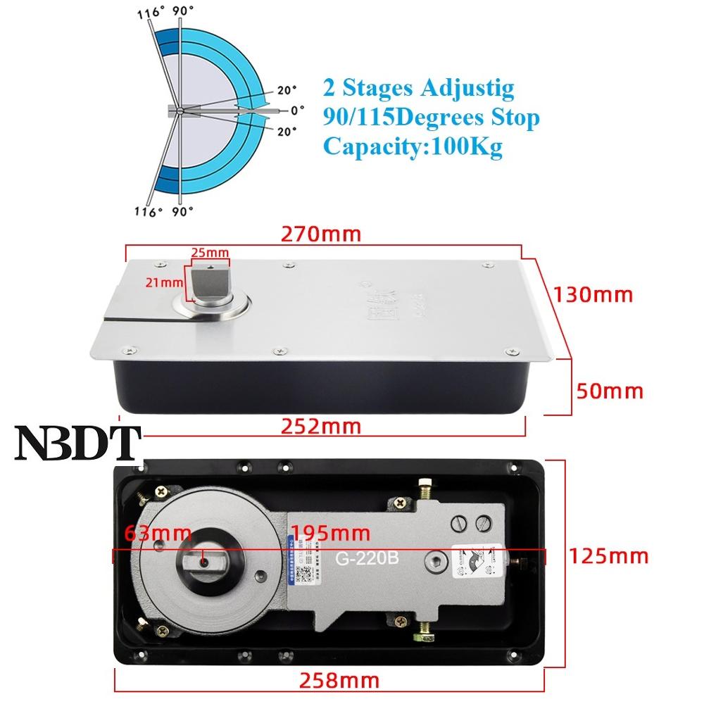 Titanium Matte Black Rose Gold Stainless Steel Plate Heavy Hydraulic Conceal Door Closer Floor Spring