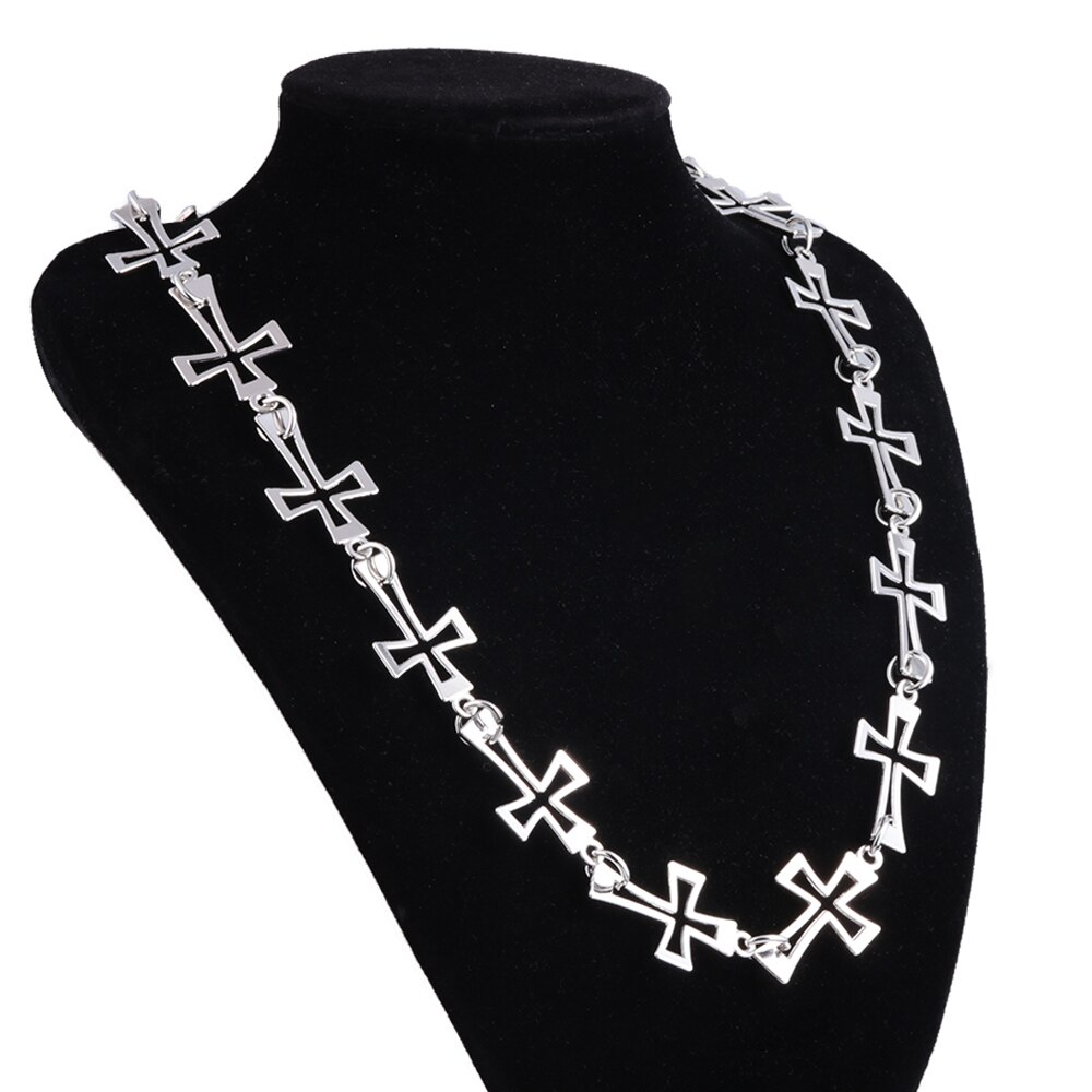 Rock Singer Cruz hueca-collar Punk Hip-Hop, cadenas para el vientre, acero inoxidable, accesorios de joyería,