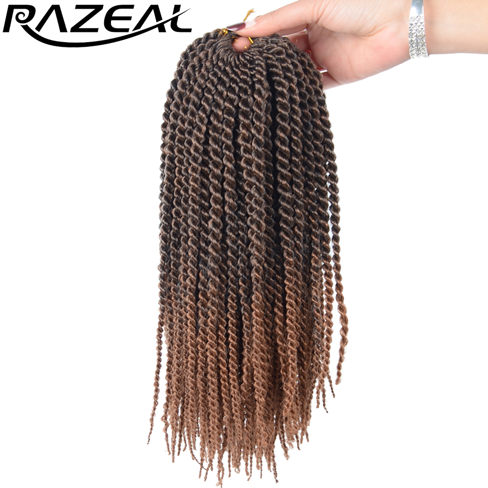 Razeal 85g/pack 5packs/lot Synthetic Hair Senegalese Twist Ombre Braiding Hair Extensions Crochet Braids 14inch 30strands/Pack