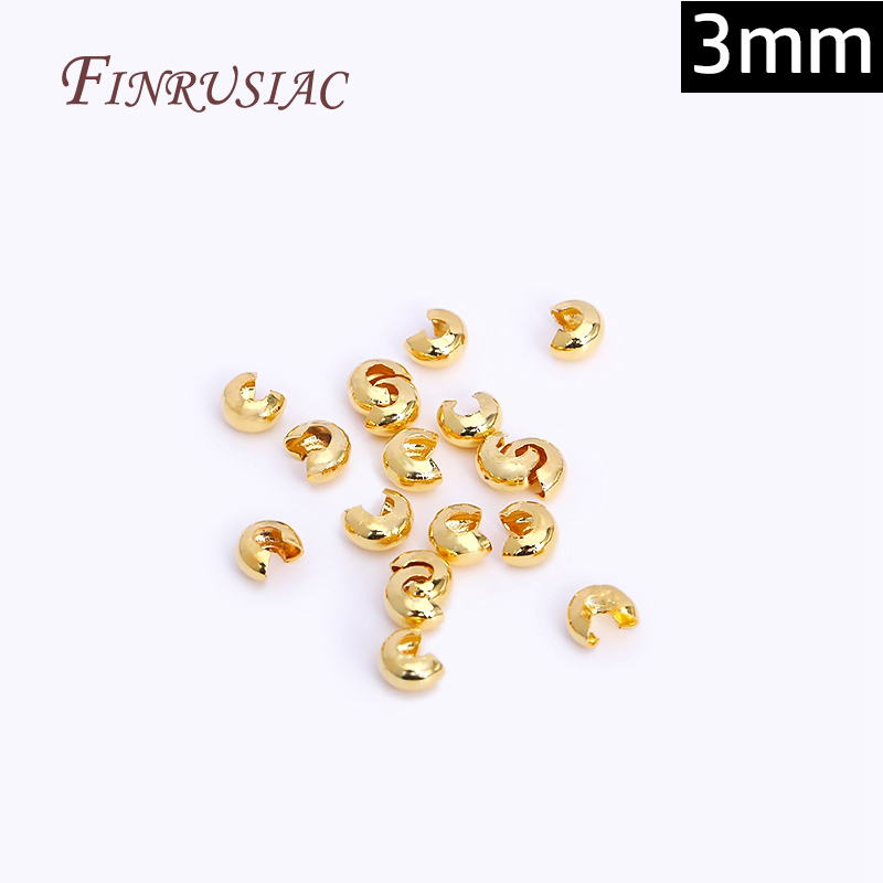 50-100 stks/partij Messing Ronde Covers Crimp End Kralen 3mm/4mm Spacer Kralen 18K Real vergulde Sieraden Maken Accessoires DIY: M / WHITE