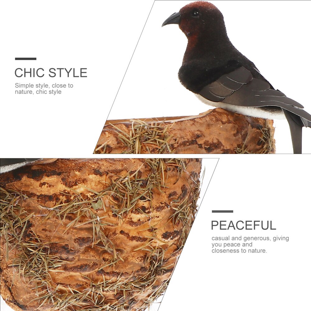 1 Set Artificial Bird Nest Decor Bird Nest Adornment with Simulation Swallows