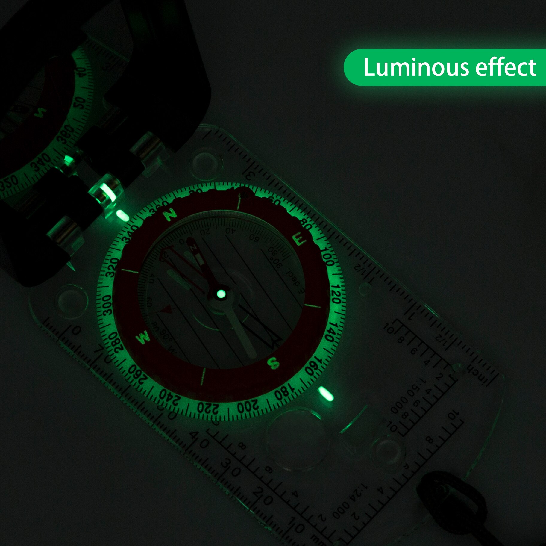 BIJIA Multifunction Compass Portable Magnifying Ruler Scale Scout Hiking Camping Boating Orienteering Map