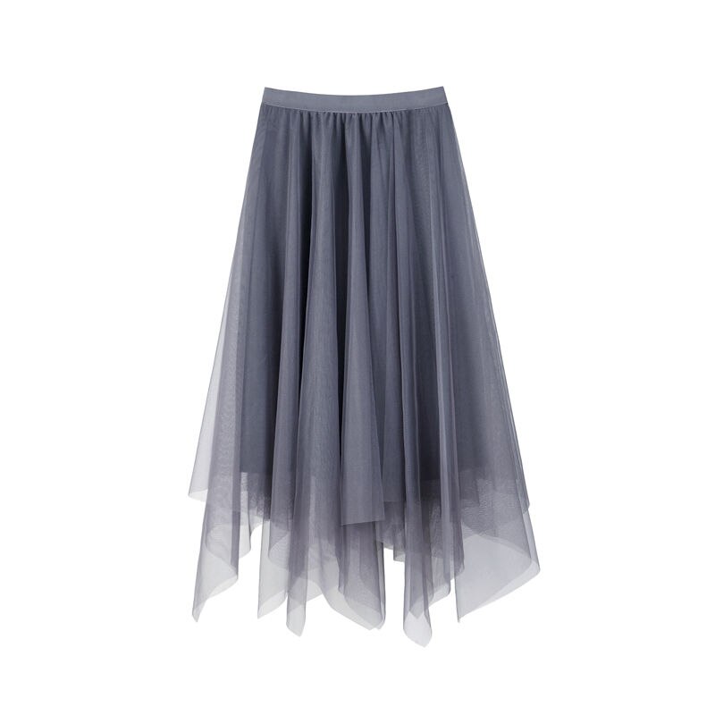 Zomer Half Lengte Elastische Rok Zwart Roze Mesh Rokken Voor Vrouwen Rok Kant Tule Bouffant Puffy Rok Mode Tutu Rokken: Xl / Light gray