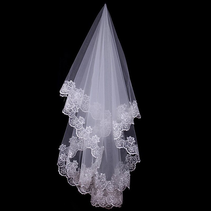 Schwarz Weiß Spitze Braut Schleier mit Kamm Zwei Schicht Elegante Jahrgang Hochzeit Schleier für Braut Cosplay Kostüm Haar Zubehör