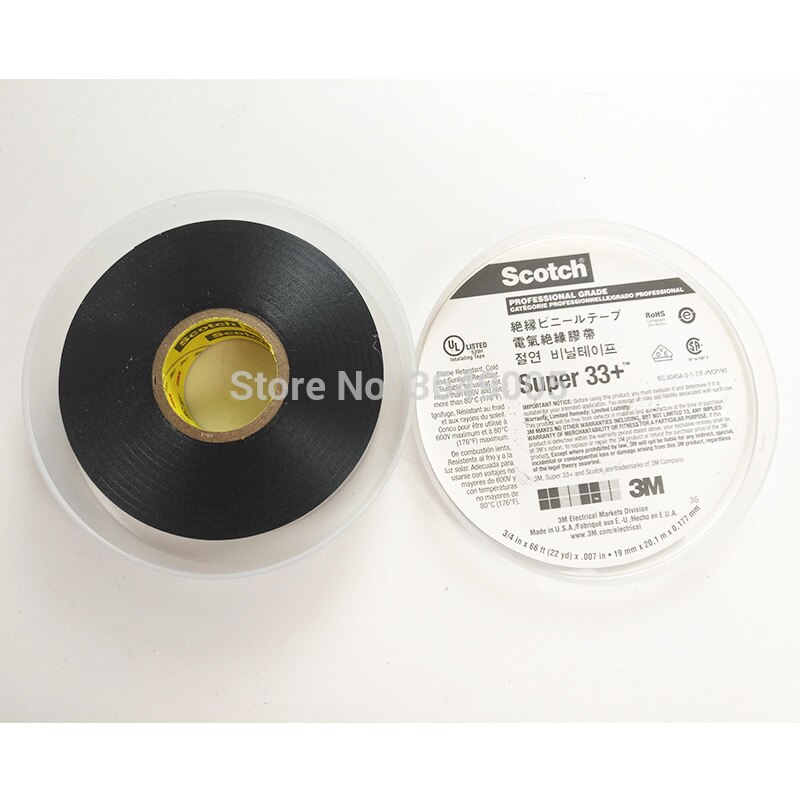 3M Vinyl Electrical Tape 33 Rubber Resin PVC single sided 3M tape 33+ black 19mm*20.1m one piece