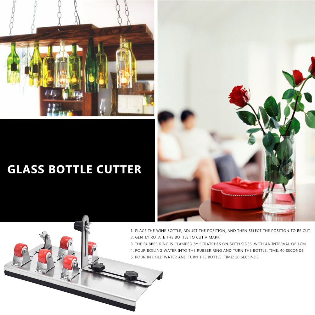 DIY Glass Bottle Cutter Adjustable Sizes Metal Glassbottle Cut Machine for Crafting Wine Bottles Household Cutting Tool