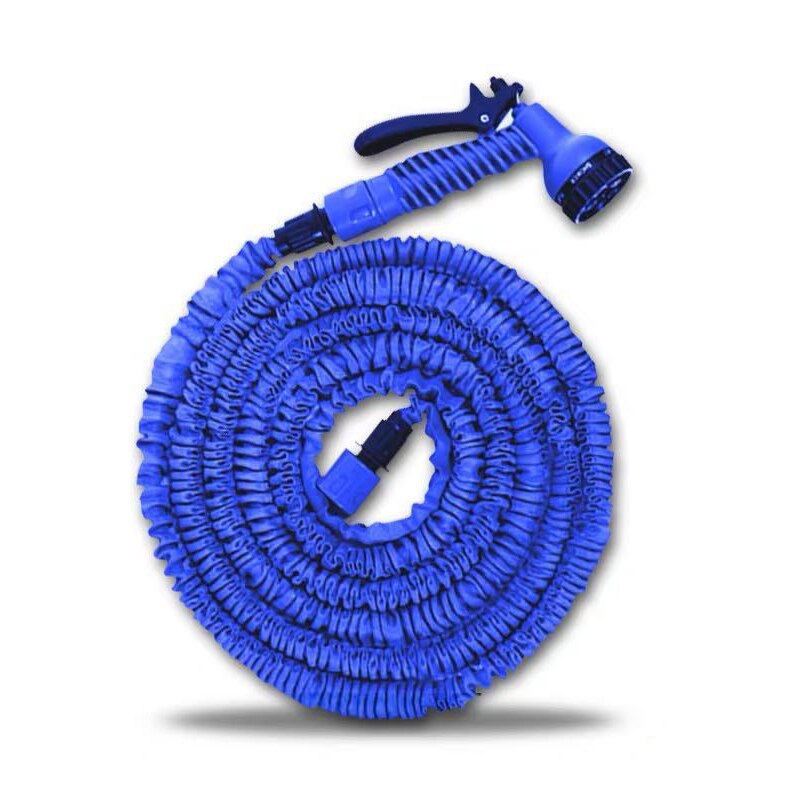 Garden Hose Pipe Water Hose Expandable Magic Hose 7 Patterns Water Gun Foam Pot flexible reels hose Car Wash Gun Sprayer: 50ft-15M Extented / Blue