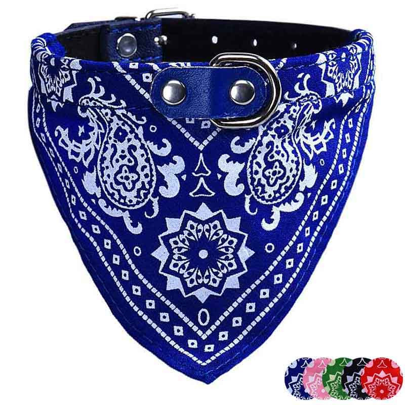 Adjustable Pet Dog Neck Scarf Cotton Dressing Puppy Cat Bandana PU Collar Neckerchief Pet Accessories for Small Large Dogs #T