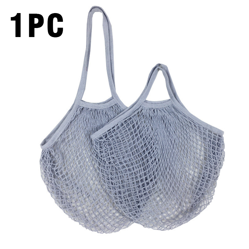 Wasbare katoenen mesh boodschappentassen Katoenen touwtassen Netto boodschappentassen Mesh tassen voor fruitopslag Herbruikbare fruit-groentezak: M / Rood