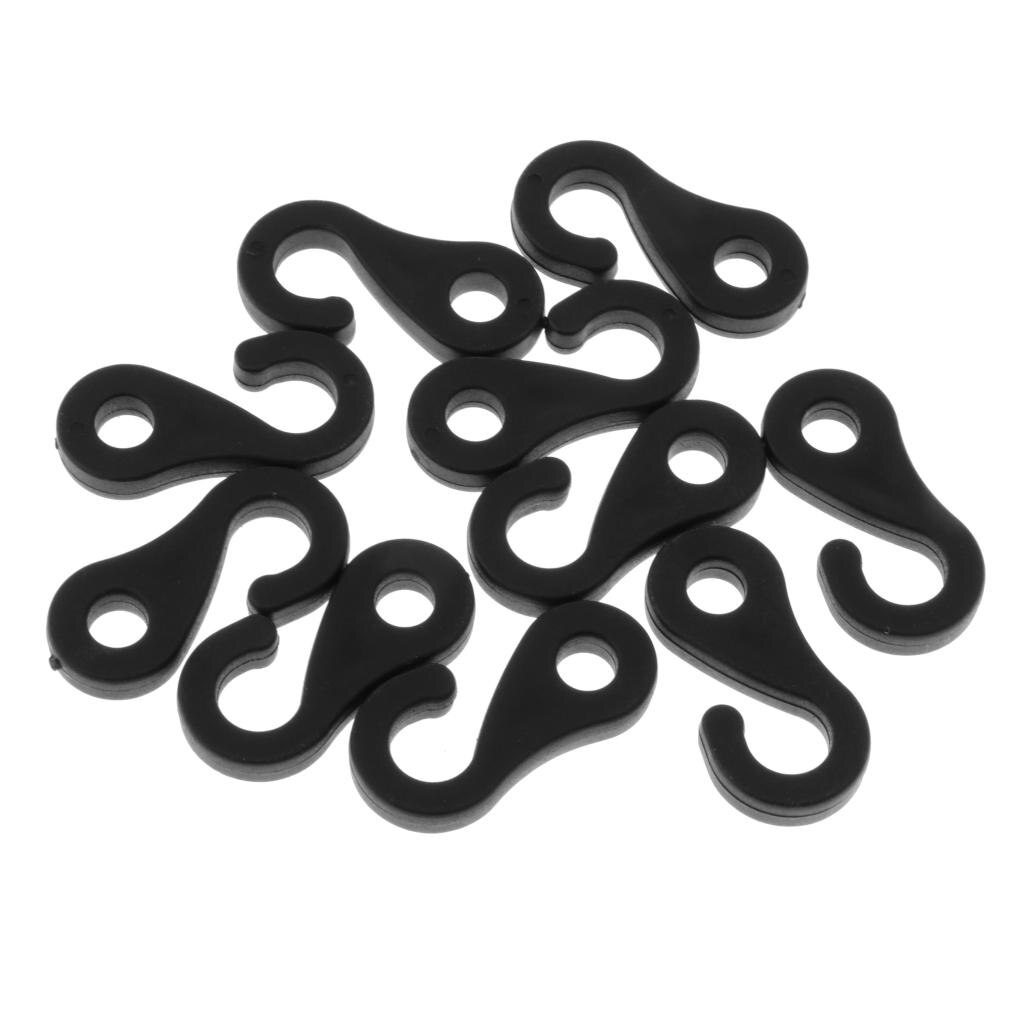 10Pcs/set Plastic Fasten Hook Carabiner for Tent Awning Tie Rope Bungee Cord End S Inner Tent Hook with Hole Repair Accessory