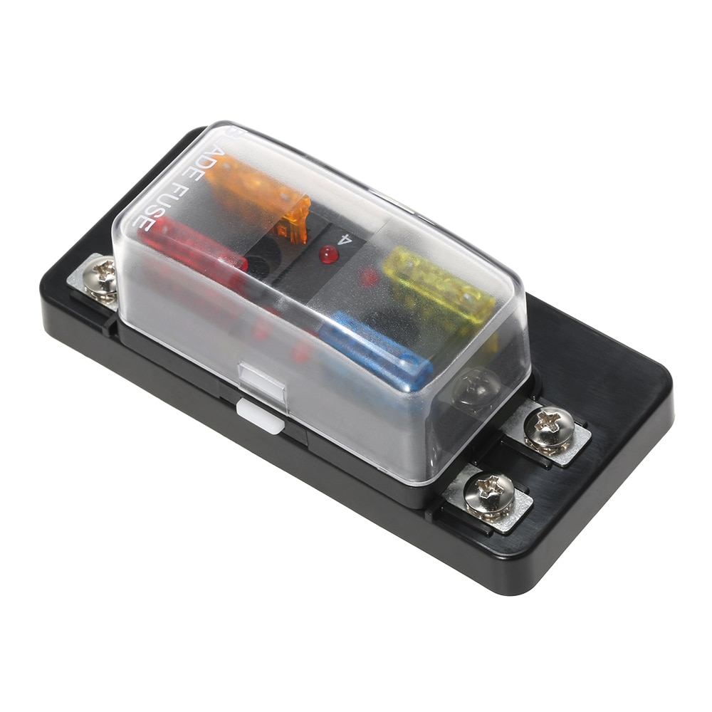 4 Way Blade Fuse Box with LED Indicator Fuse Block for Car Boat Marine Caravan 12V 24V