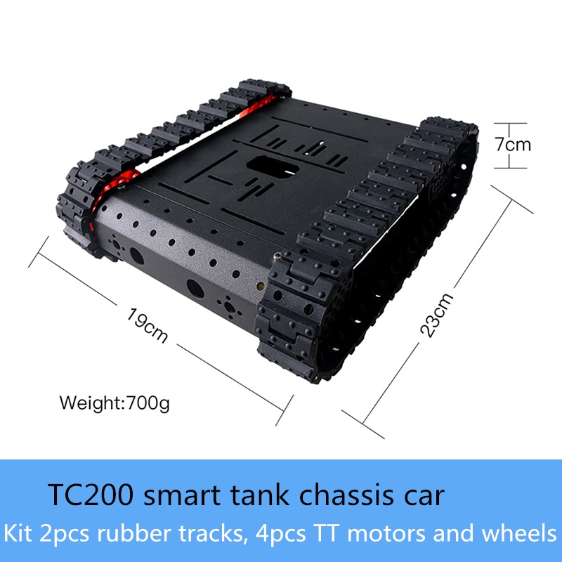 TC200 4WD Metall Smart Crawler Tank Chassis mit 4 stücke TT Motoren und Kunststoff Räder Gummi Track DIY Spielzeug für arduino Bildung