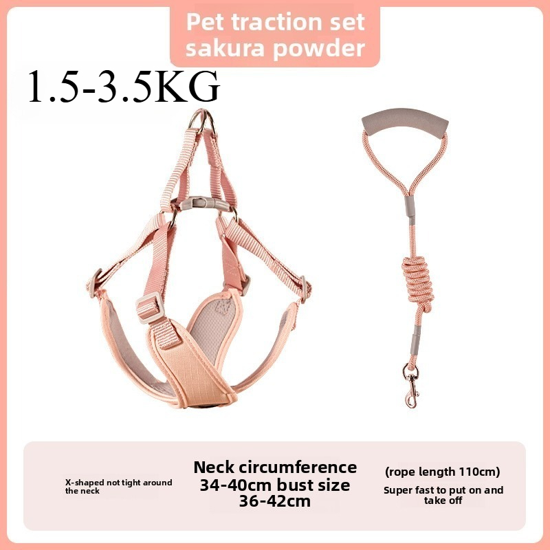 1 Uds. Correa para perro, chaleco, correa para el pecho, collar para perro pequeño, oso de peluche Pompeii, correa para perro mediano, cadena para perro: Blanco