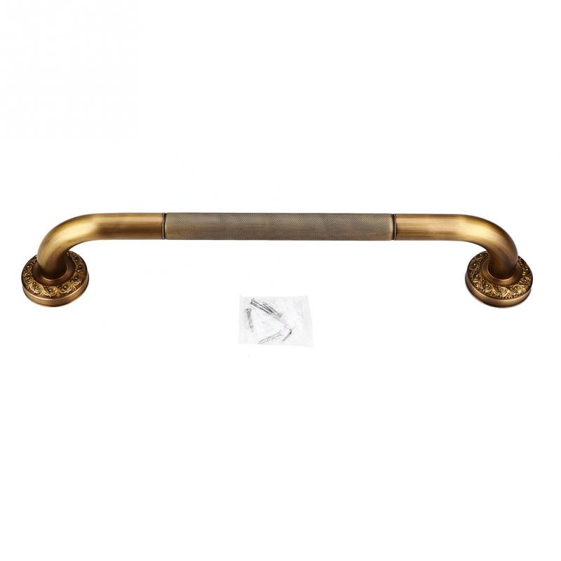 Bathroom Tub Toilet Handrail Brass Carved Shower Tub Safety Grab Bar Wall Mounted Antique Style Shower Safety Support Handle