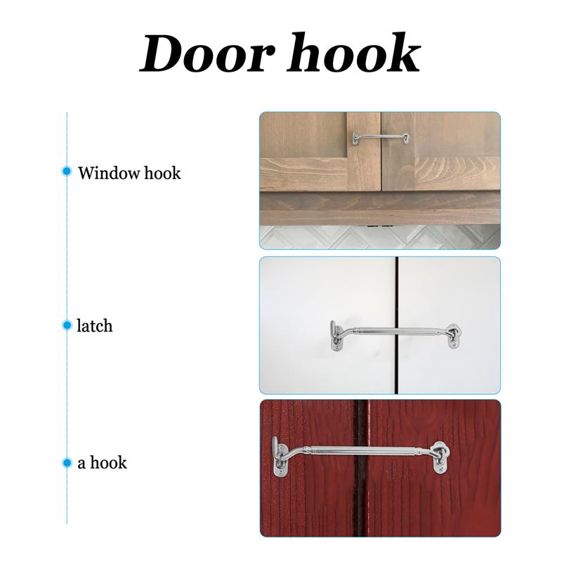3 Pcs Stainless Steel Cabin Hooks Heavy Duty Latch Locks Window Latches