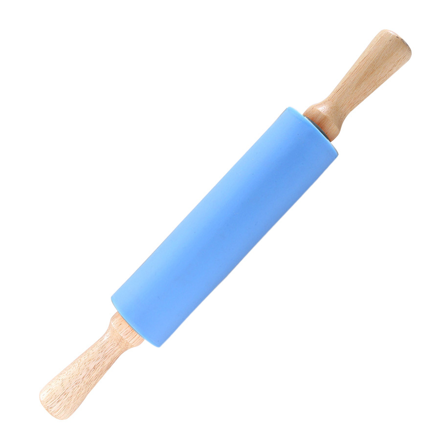 Non-Stick Wooden Handle Pin Pastry Dough Flour Roller Silicone Rolling Pin Kitchen Baking Cooking Tools Christmas Rolling Pin: Beige