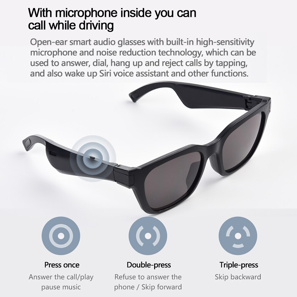 Smart Sunglasses Wireless BT 5.0 Headset Anti Blue-ray UV Protective Glasses Music Headphones Hand-free with Mic for outdoor