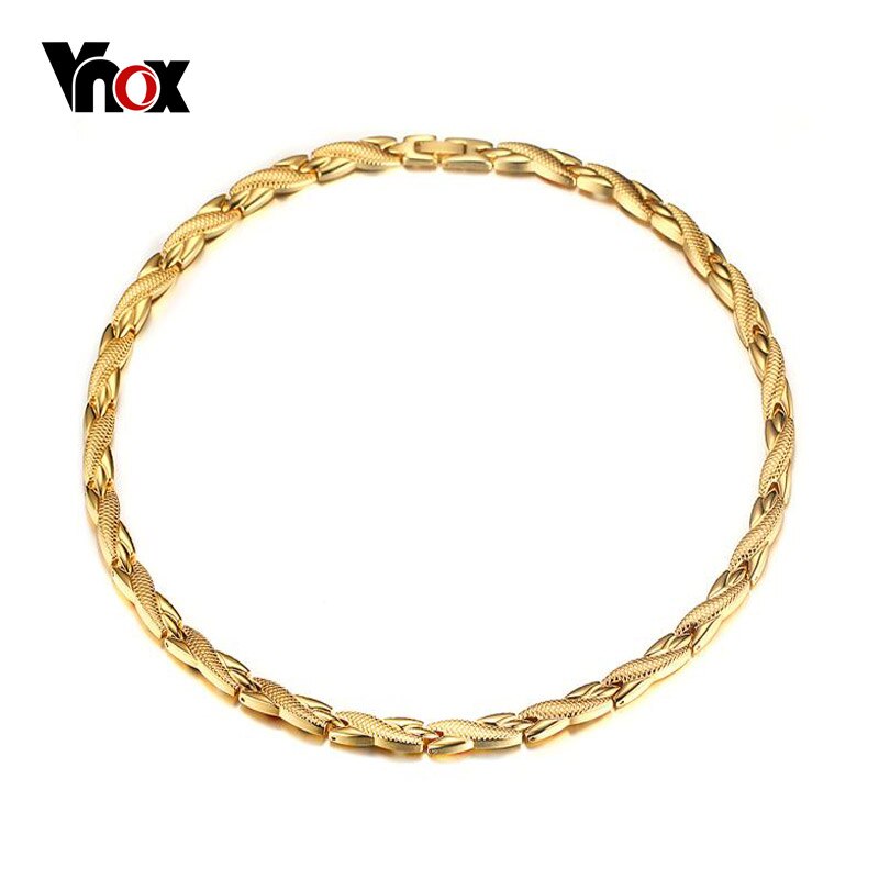 Vnox 4 in 1 sundhedspleje halskæder magnet germanium rustfrit stål link: Guldfarve