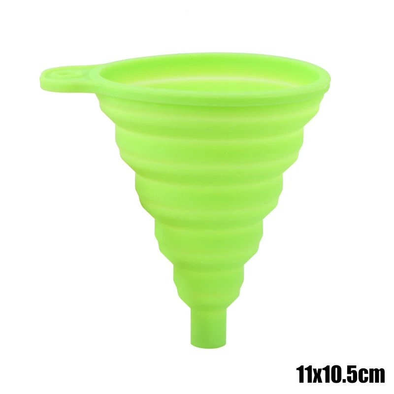 Universal Car Engine Funnel Silicone Liquid Funnel Washer Fluid Change Foldable Portable Auto Engine Oil Petrol Change Funnel: green