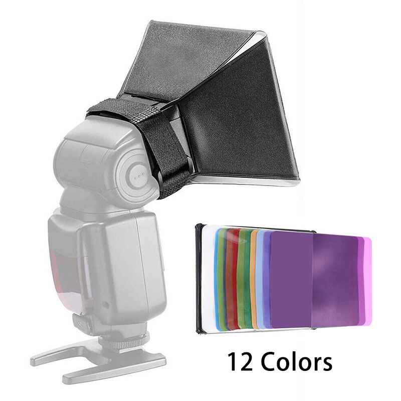 Universal studio flash softbox fotografering lys diffusor soft box 12 farver speedlite diffuser til kamerablitz