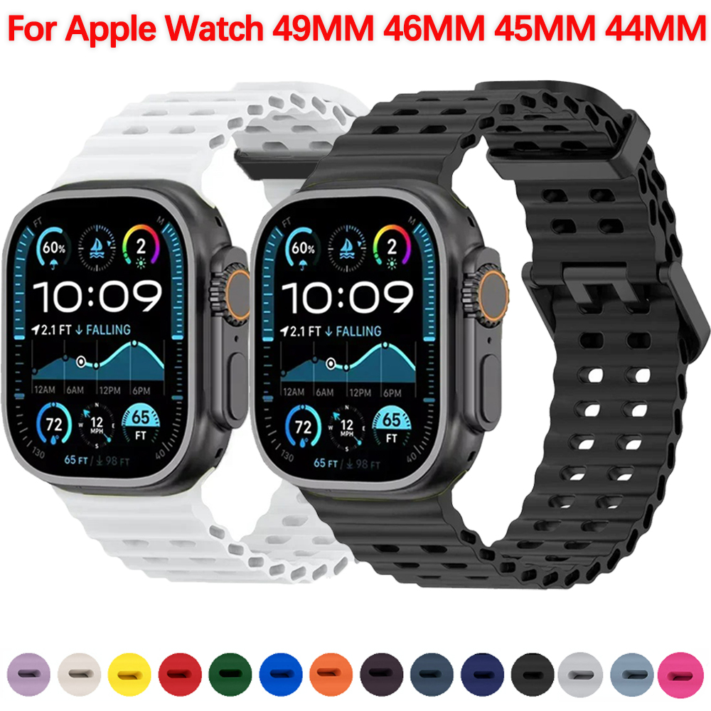 Ocean siliconen band voor Apple Watch Ultra 2 49 mm/10 46 mm 45 mm 44 mm sporthorlogeband armband Correa iWatch serie 9 8 7 6 5 4 SE