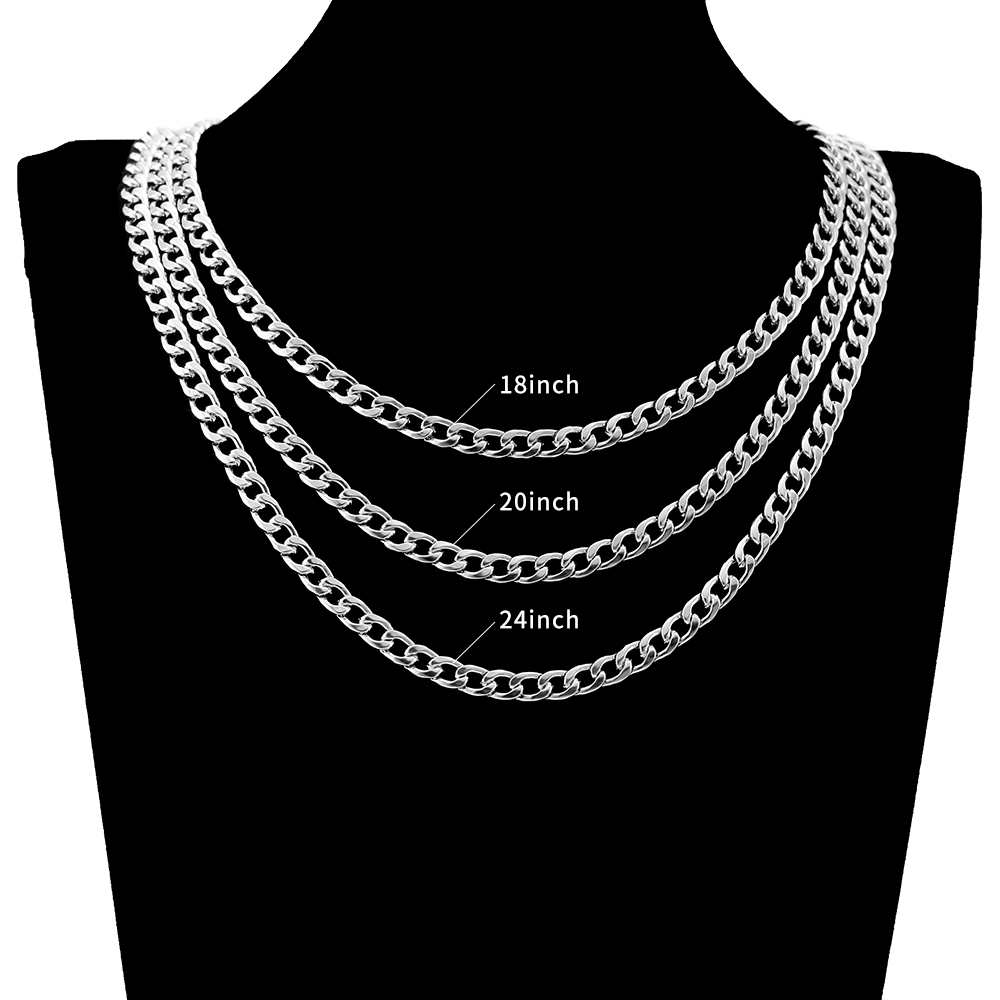Classic Cuban Link Chain Smooth Necklace Jewelry Party Men and Women Suitable For All Occasions