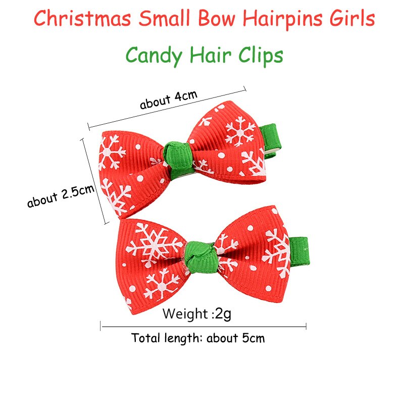 2 teile/satz Weihnachten Kleine Bogen Haarnadeln Für Mädchen freundlicher Süßigkeiten Haar Clips Haar Krawatte Baby Elastische Haar Bands Scrunchy Haar zubehör