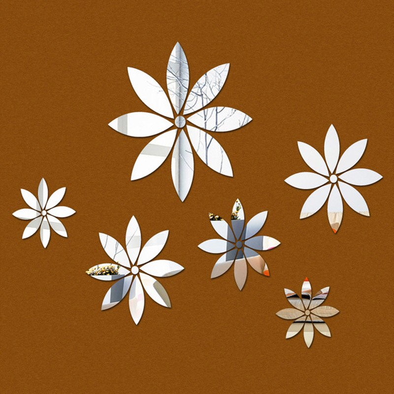 3D Acrylic Flower Mirror Wall Sticker Home Living Room Bedroom Wall Environmentally Beautiful Decorative Sticker