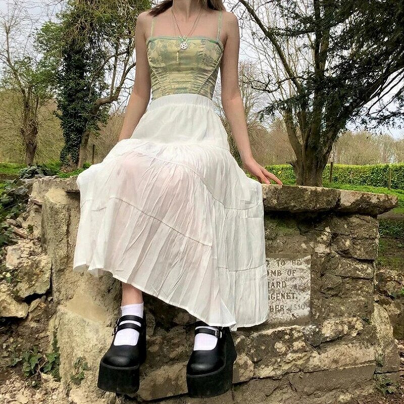Xingqing blonde korset crop top  y2k tøj grøn fairy grunge style cropped tees cami tank tops fairycore grunge tøj