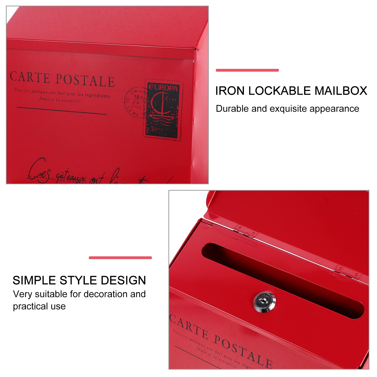 Buzón de montaje en pared Vintage, buzón Retro con bloqueo de letras, caja de periódico, decoración de jardín