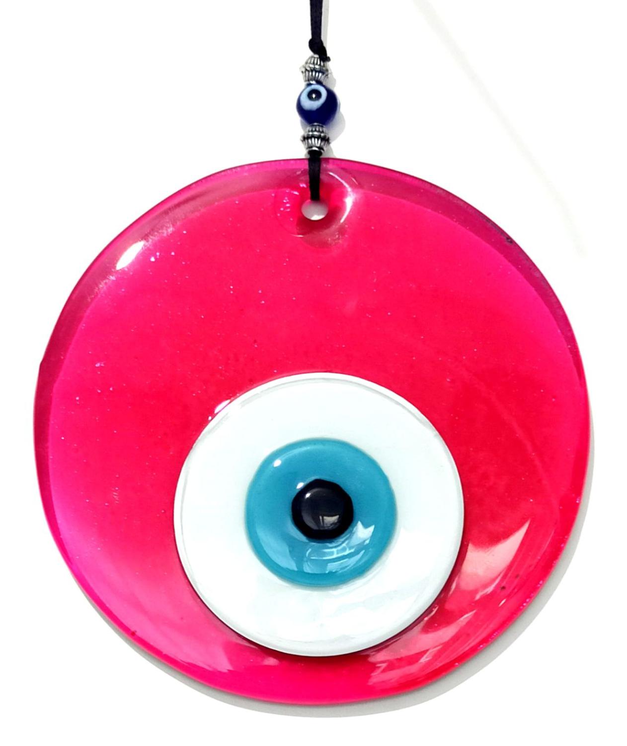 Transparant Roze Handgemaakte Glazen Evil Eye Bead Muur Ornament